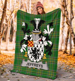 Scottish Jeffreys Coat of Arms Family Crest Ireland Blanket Irish National Tartan Irish County Blanket