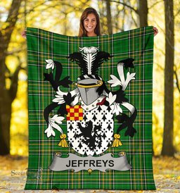 Scottish Jeffreys Coat of Arms Family Crest Ireland Blanket Irish National Tartan Irish County Blanket