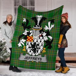 Scottish Jeffreys Coat of Arms Family Crest Ireland Blanket Irish National Tartan Irish County Blanket