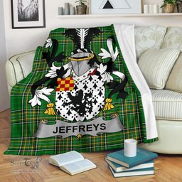 Scottish Jeffreys Coat of Arms Family Crest Ireland Blanket Irish National Tartan Irish County Blanket