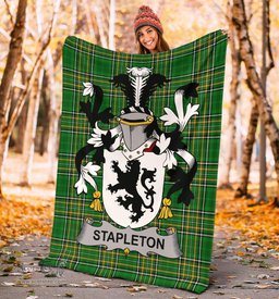 Scottish Stapleton Coat of Arms Family Crest Ireland Blanket Irish National Tartan Irish County Blanket