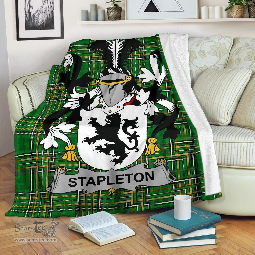 Scottish Stapleton Coat of Arms Family Crest Ireland Blanket Irish National Tartan Irish County Blanket