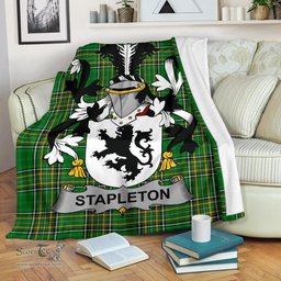 Scottish Stapleton Coat of Arms Family Crest Ireland Blanket Irish National Tartan Irish County Blanket