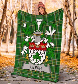 Scottish Leech Coat of Arms Family Crest Ireland Blanket Irish National Tartan Irish County Blanket