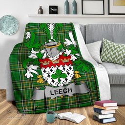 Scottish Leech Coat of Arms Family Crest Ireland Blanket Irish National Tartan Irish County Blanket