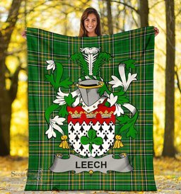 Scottish Leech Coat of Arms Family Crest Ireland Blanket Irish National Tartan Irish County Blanket