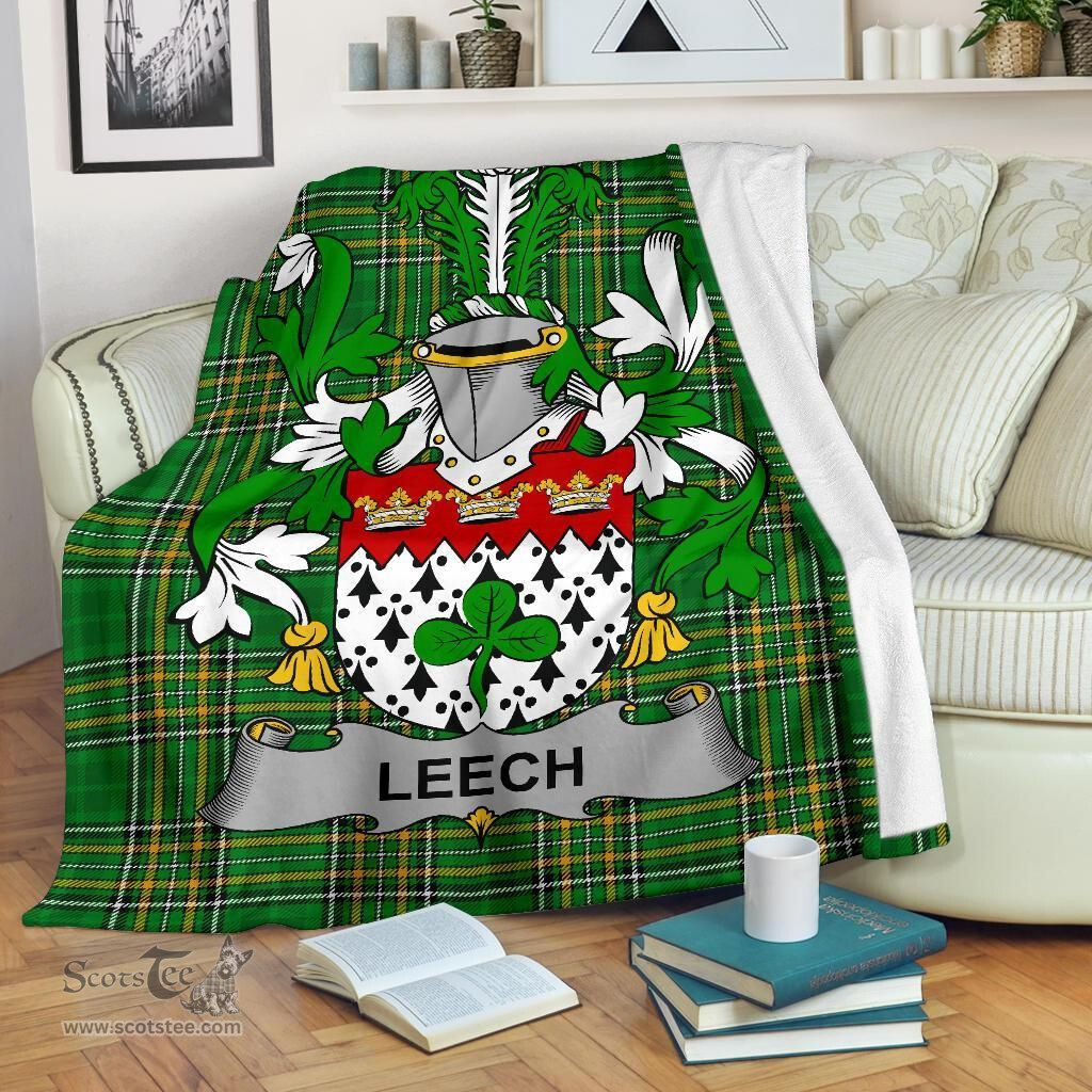 Scottish Leech Coat of Arms Family Crest Ireland Blanket Irish National Tartan Irish County Blanket