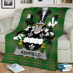 Scottish Ashfield Coat of Arms Family Crest Ireland Blanket Irish National Tartan Irish County Blanket