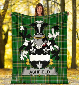 Scottish Ashfield Coat of Arms Family Crest Ireland Blanket Irish National Tartan Irish County Blanket