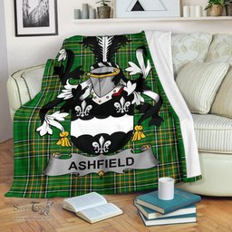 Scottish Ashfield Coat of Arms Family Crest Ireland Blanket Irish National Tartan Irish County Blanket