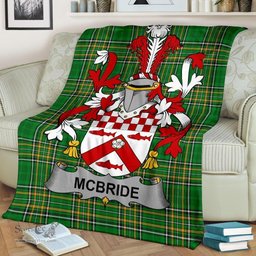 Scottish McBride or MacBride Coat of Arms Family Crest Ireland Blanket Irish National Tartan Irish County Blanket