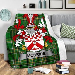 Scottish McBride or MacBride Coat of Arms Family Crest Ireland Blanket Irish National Tartan Irish County Blanket