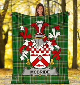 Scottish McBride or MacBride Coat of Arms Family Crest Ireland Blanket Irish National Tartan Irish County Blanket