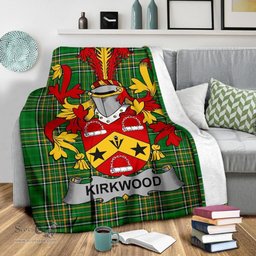 Scottish Kirkwood Coat of Arms Family Crest Ireland Blanket Irish National Tartan Irish County Blanket