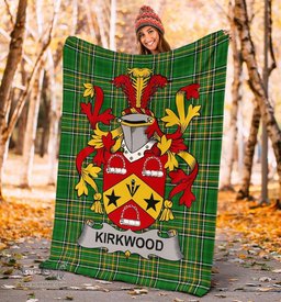 Scottish Kirkwood Coat of Arms Family Crest Ireland Blanket Irish National Tartan Irish County Blanket