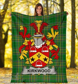 Scottish Kirkwood Coat of Arms Family Crest Ireland Blanket Irish National Tartan Irish County Blanket