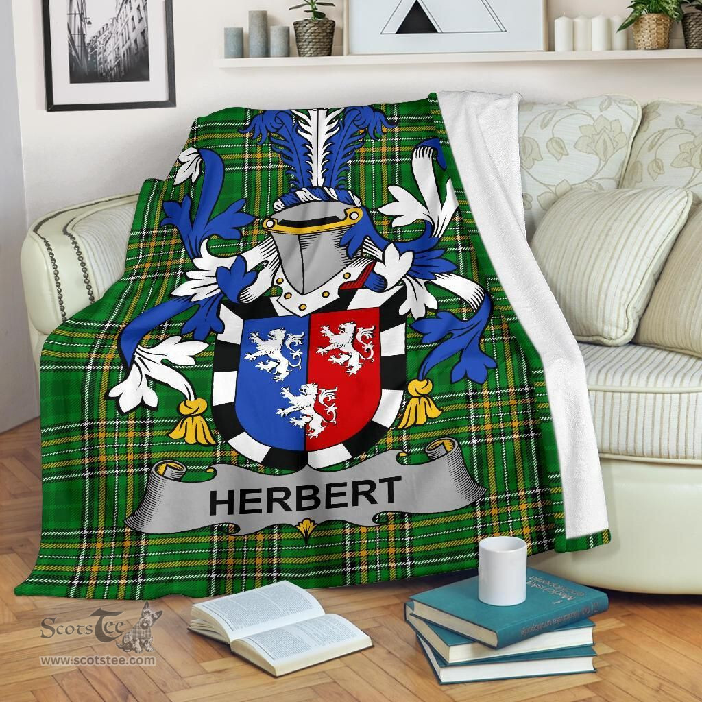Scottish Herbert Coat of Arms Family Crest Ireland Blanket Irish National Tartan Irish County Blanket