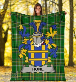 Scottish Hone or O'Hone Coat of Arms Family Crest Ireland Blanket Irish National Tartan Irish County Blanket