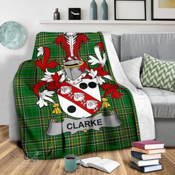Scottish Clarke Coat of Arms Family Crest Ireland Blanket Irish National Tartan Irish County Blanket