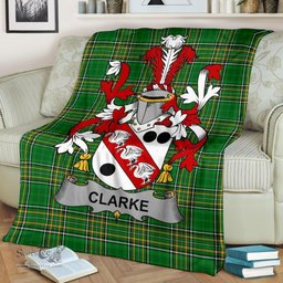 Scottish Clarke Coat of Arms Family Crest Ireland Blanket Irish National Tartan Irish County Blanket