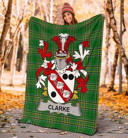 Scottish Clarke Coat of Arms Family Crest Ireland Blanket Irish National Tartan Irish County Blanket