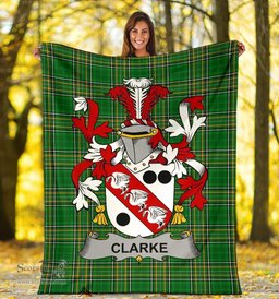 Scottish Clarke Coat of Arms Family Crest Ireland Blanket Irish National Tartan Irish County Blanket