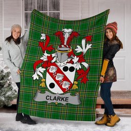 Scottish Clarke Coat of Arms Family Crest Ireland Blanket Irish National Tartan Irish County Blanket
