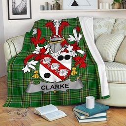Scottish Clarke Coat of Arms Family Crest Ireland Blanket Irish National Tartan Irish County Blanket