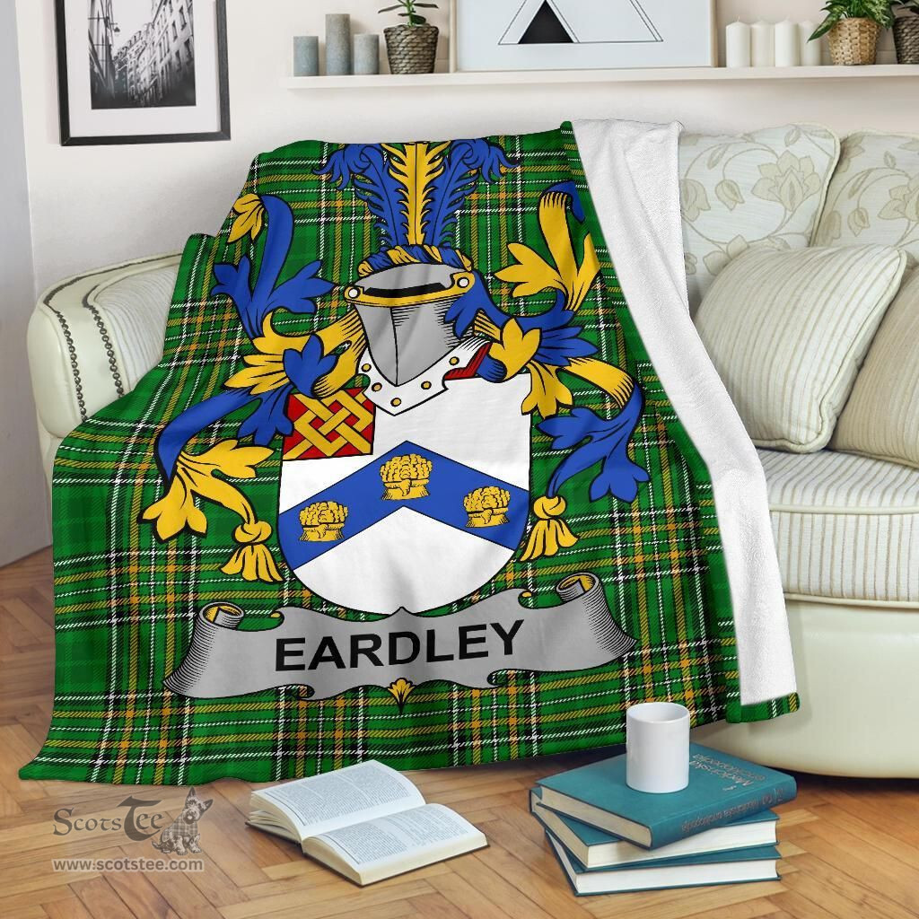 Scottish Eardley Coat of Arms Family Crest Ireland Blanket Irish National Tartan Irish County Blanket