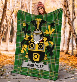 Scottish Ambrose Coat of Arms Family Crest Ireland Blanket Irish National Tartan Irish County Blanket