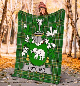 Scottish Butcher Coat of Arms Family Crest Ireland Blanket Irish National Tartan Irish County Blanket