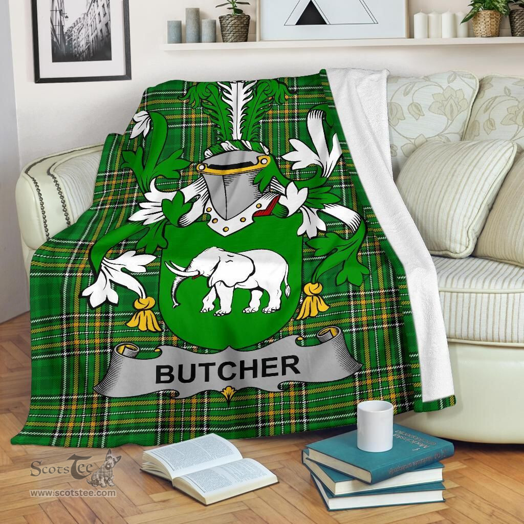 Scottish Butcher Coat of Arms Family Crest Ireland Blanket Irish National Tartan Irish County Blanket
