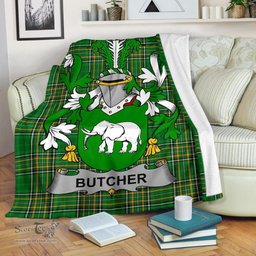 Scottish Butcher Coat of Arms Family Crest Ireland Blanket Irish National Tartan Irish County Blanket