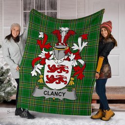Scottish Clancy or McClancy Coat of Arms Family Crest Ireland Blanket Irish National Tartan Irish County Blanket