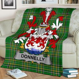 Scottish Donnelly or O'Donnelly Coat of Arms Family Crest Ireland Blanket Irish National Tartan Irish County Blanket