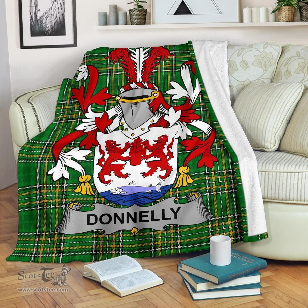 Scottish Donnelly or O'Donnelly Coat of Arms Family Crest Ireland Blanket Irish National Tartan Irish County Blanket