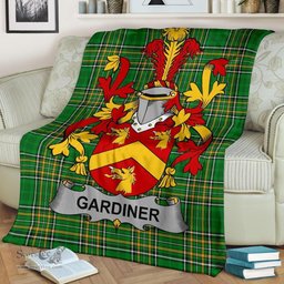Scottish Gardiner Coat of Arms Family Crest Ireland Blanket Irish National Tartan Irish County Blanket