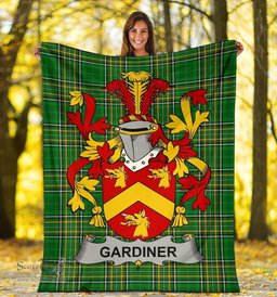 Scottish Gardiner Coat of Arms Family Crest Ireland Blanket Irish National Tartan Irish County Blanket