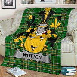 Scottish Wotton Coat of Arms Family Crest Ireland Blanket Irish National Tartan Irish County Blanket