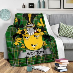 Scottish Wotton Coat of Arms Family Crest Ireland Blanket Irish National Tartan Irish County Blanket