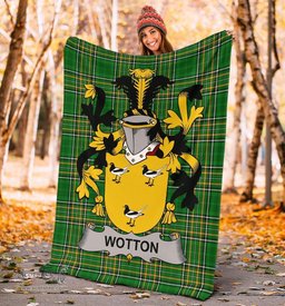 Scottish Wotton Coat of Arms Family Crest Ireland Blanket Irish National Tartan Irish County Blanket