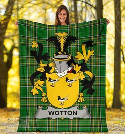 Scottish Wotton Coat of Arms Family Crest Ireland Blanket Irish National Tartan Irish County Blanket