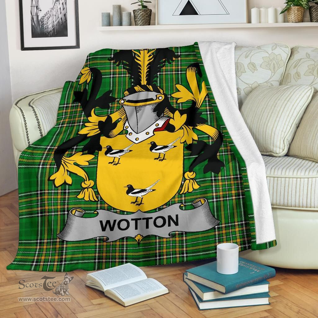 Scottish Wotton Coat of Arms Family Crest Ireland Blanket Irish National Tartan Irish County Blanket