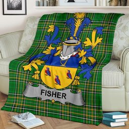Scottish Fisher Coat of Arms Family Crest Ireland Blanket Irish National Tartan Irish County Blanket