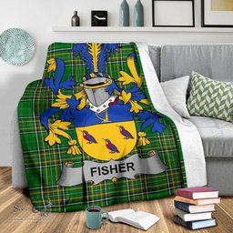 Scottish Fisher Coat of Arms Family Crest Ireland Blanket Irish National Tartan Irish County Blanket