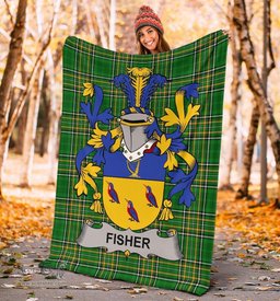 Scottish Fisher Coat of Arms Family Crest Ireland Blanket Irish National Tartan Irish County Blanket