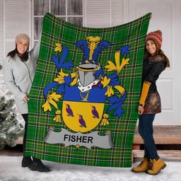 Scottish Fisher Coat of Arms Family Crest Ireland Blanket Irish National Tartan Irish County Blanket