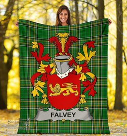 Scottish Falvey or O'Falvey Coat of Arms Family Crest Ireland Blanket Irish National Tartan Irish County Blanket