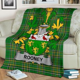 Scottish Rooney or O'Rooney Coat of Arms Family Crest Ireland Blanket Irish National Tartan Irish County Blanket