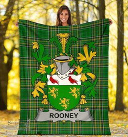 Scottish Rooney or O'Rooney Coat of Arms Family Crest Ireland Blanket Irish National Tartan Irish County Blanket